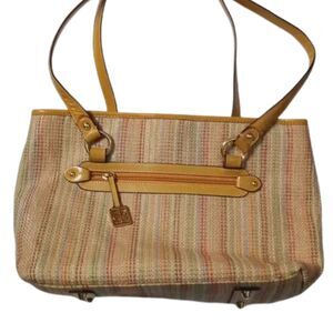 Giani Bernini Gold Multicolor Woven Large Tote Shoulder Bag Purse w/ Top Handles